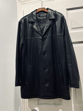 Claiborne Black Leather Trench Coat